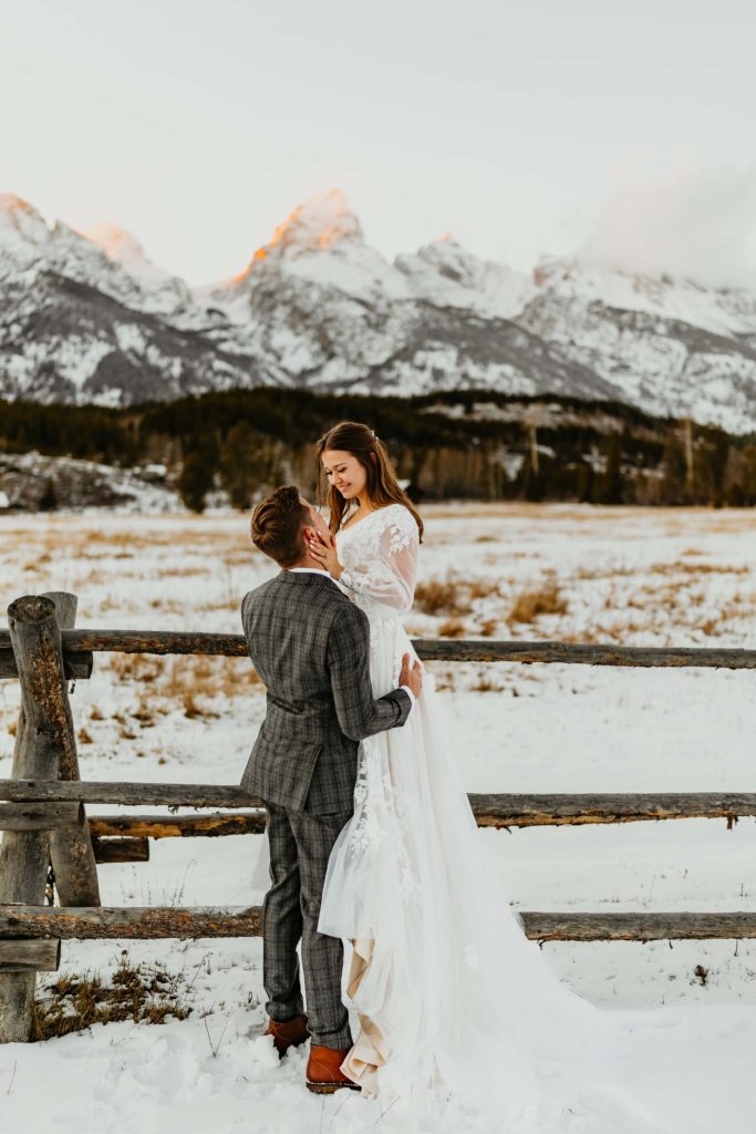 Couple who just got married at Grand Teton National park for their Jackson Hole wedding