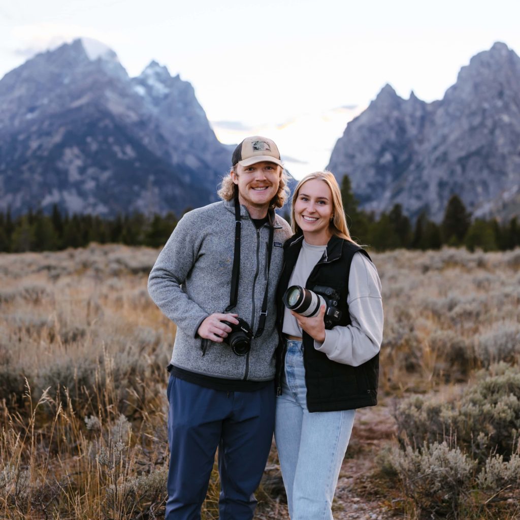 Matt and Lauren of Intimate Adventures Media in front of the Grand Teton National Park