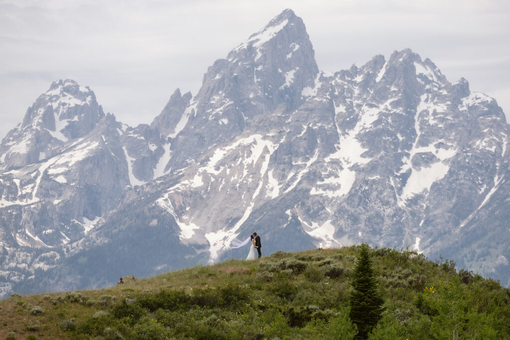 A couple on their elopement day in Grand Teton National Park