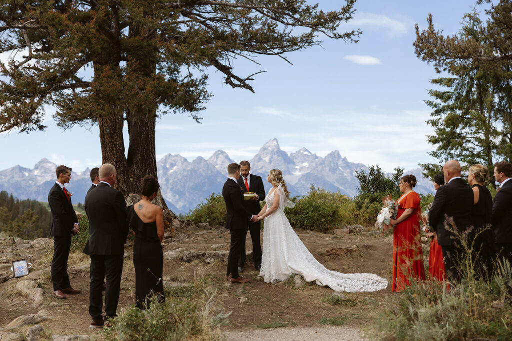 A wedding ceremony at The Wedding Tree in Jackson Hole