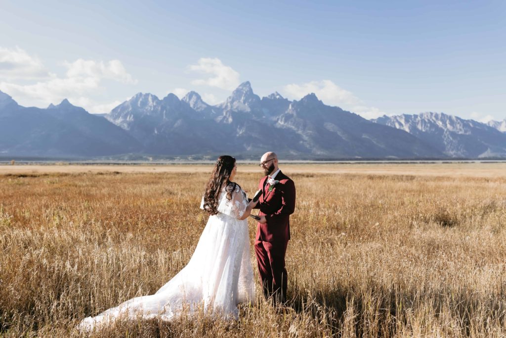 Mormon Row elopement ceremony in Grand Teton National Park Wyoming
